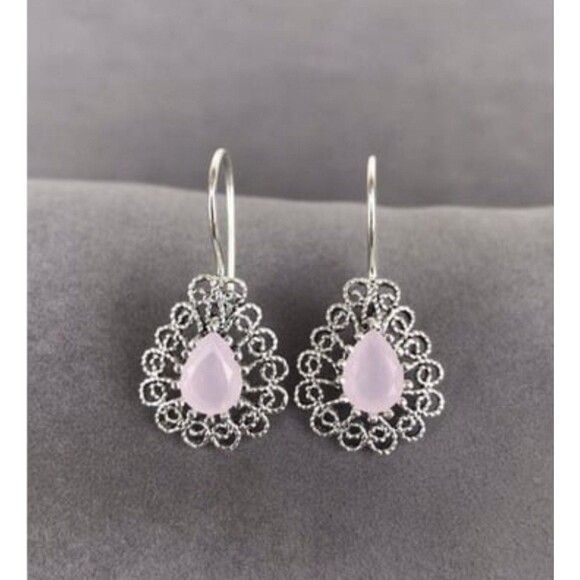 925 Sterling Silver Turkish Filigree Wedding Jewelry Set for Women, HandmadeGift - Picture 4 of 10